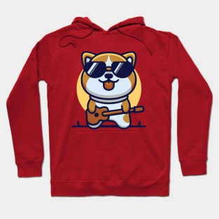 cute corgi plays guitar funny dog Hoodie